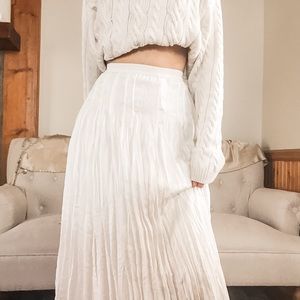 Ivory Pleated Maxi Skirt